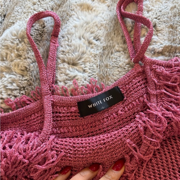 White Fox Sunset Dreamer Knit Maxi Dress Strawberry Pink - Picture 6 of 6